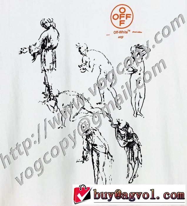 2色可選 シンプルなファッション 半袖Tシャツ この時期の一番人気は Off-White オフホワイト