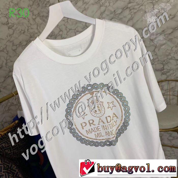 手頃価格でカブり知らず プラダ PRADA 2色可選 半袖Tシャツ 通勤通学どちらでも使え