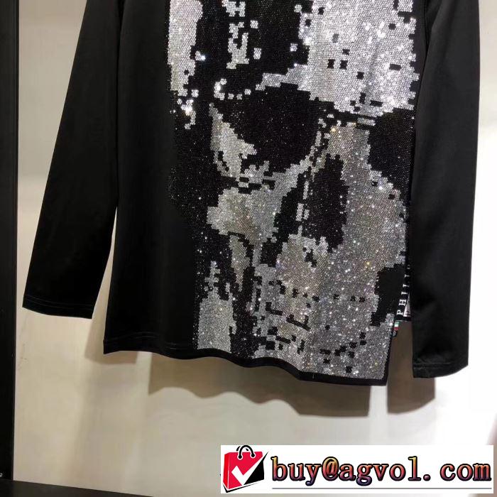 長袖/Tシャツ 秋冬の季節にぴったりの高機能新作  PHILIPP PLEIN 2019秋冬活躍人気定番新作 フィリッププレイン
