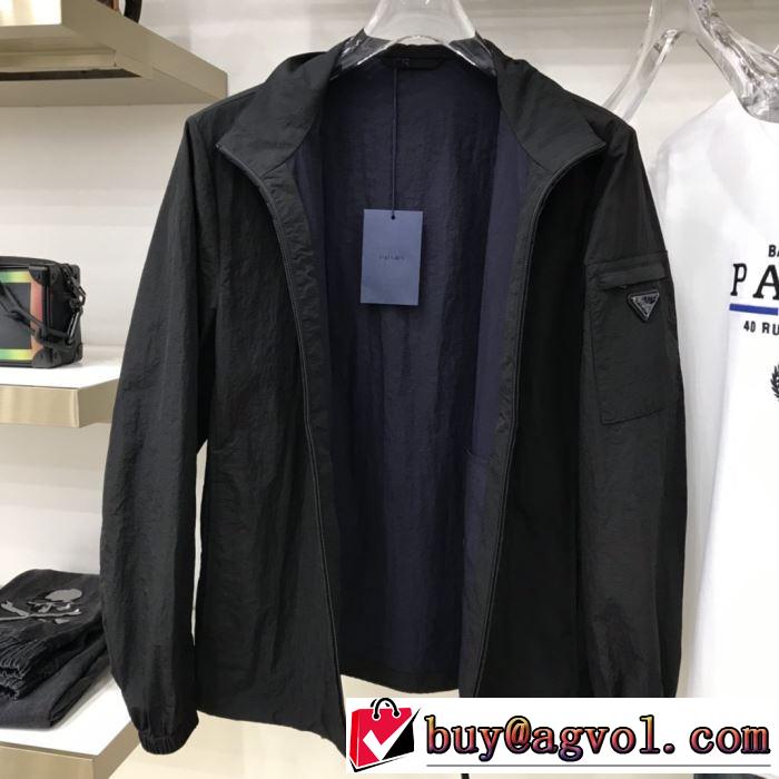 2020SS数量限定プラダ コピー ジャケットPRADA春夏コレクション 大人の品格漂う 防寒性抜群カジュアルなウィンドブレーカー 黒