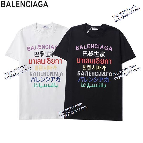 バレンシアガ BALENCIAGA 希少 2020秋冬 半袖Tシャツ 2色可選 BALENCIAGAスーパーコピー 言語プリント