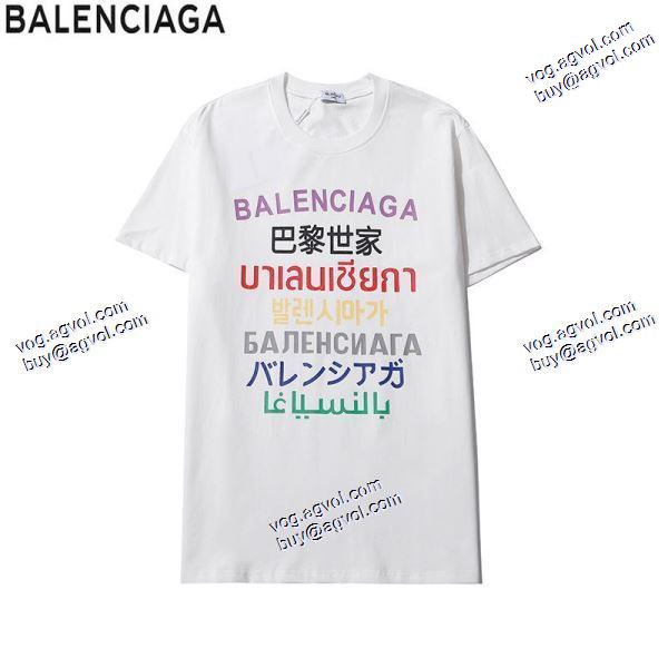 バレンシアガ BALENCIAGA 希少 2020秋冬 半袖Tシャツ 2色可選 BALENCIAGAスーパーコピー 言語プリント