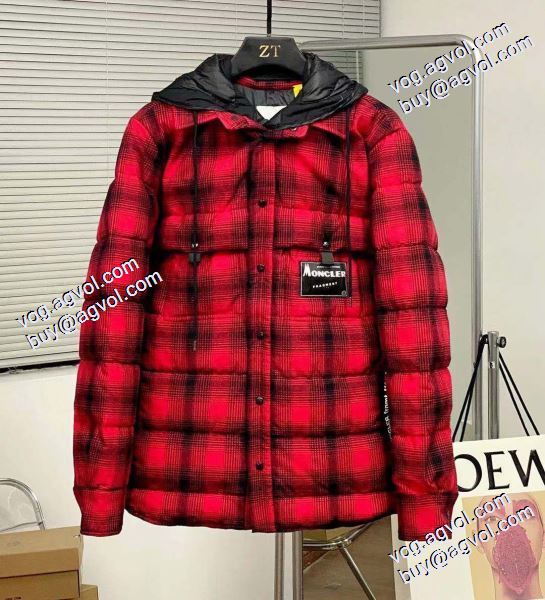 サイズ豊富 Moncler x藤原浩連名毛の格子の稲妻の標識のシャツのダウンジャケット MONCLERブランド コピー 2020秋冬