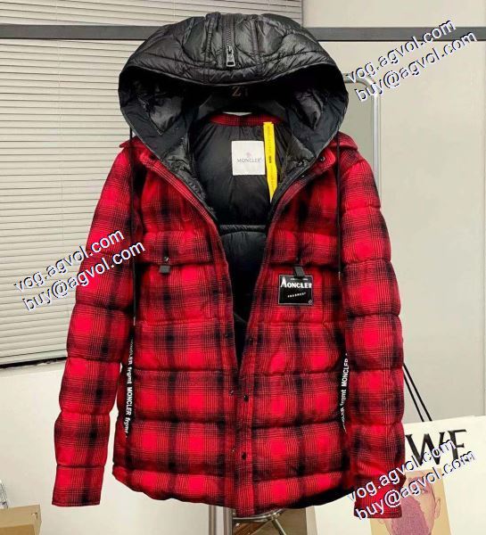 サイズ豊富 Moncler x藤原浩連名毛の格子の稲妻の標識のシャツのダウンジャケット MONCLERブランド コピー 2020秋冬
