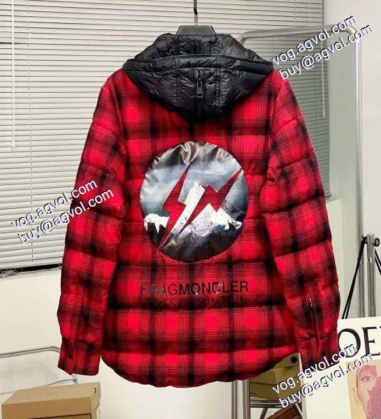 サイズ豊富 Moncler x藤原浩連名毛の格子の稲妻の標識のシャツのダウンジャケット MONCLERブランド コピー 2020秋冬