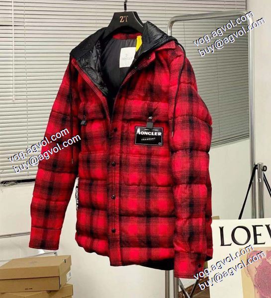 サイズ豊富 Moncler x藤原浩連名毛の格子の稲妻の標識のシャツのダウンジャケット MONCLERブランド コピー 2020秋冬
