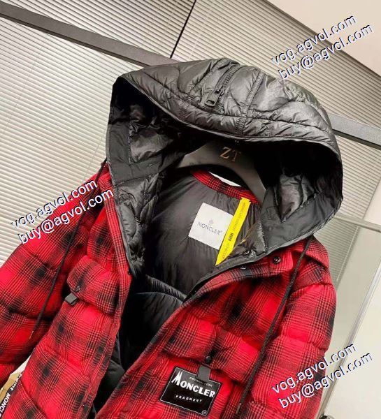 サイズ豊富 Moncler x藤原浩連名毛の格子の稲妻の標識のシャツのダウンジャケット MONCLERブランド コピー 2020秋冬