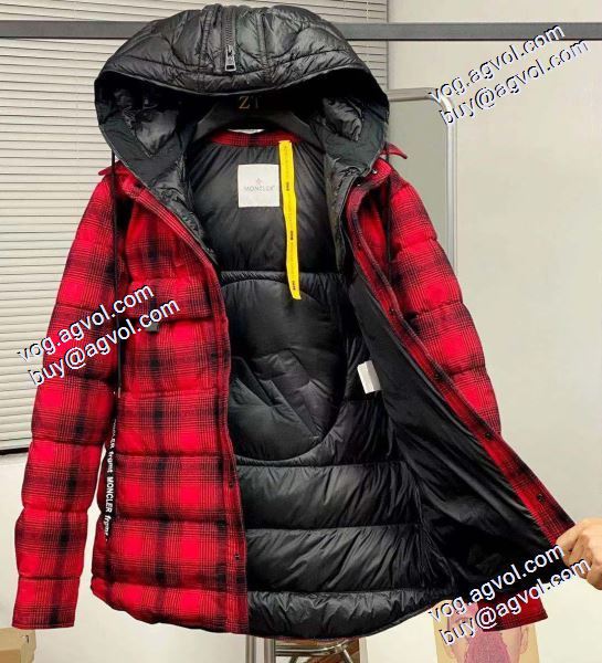 サイズ豊富 Moncler x藤原浩連名毛の格子の稲妻の標識のシャツのダウンジャケット MONCLERブランド コピー 2020秋冬