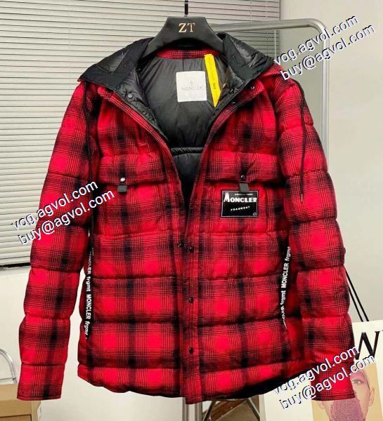 サイズ豊富 Moncler x藤原浩連名毛の格子の稲妻の標識のシャツのダウンジャケット MONCLERブランド コピー 2020秋冬