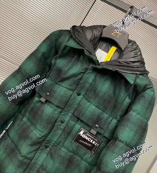 MONCLERスーパーコピー 上品な輝きを放つ形 2020秋冬 Moncler x藤原浩連名毛の格子の稲妻の標識のシャツのダウンジャケット