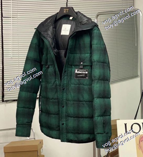 MONCLERスーパーコピー 上品な輝きを放つ形 2020秋冬 Moncler x藤原浩連名毛の格子の稲妻の標識のシャツのダウンジャケット