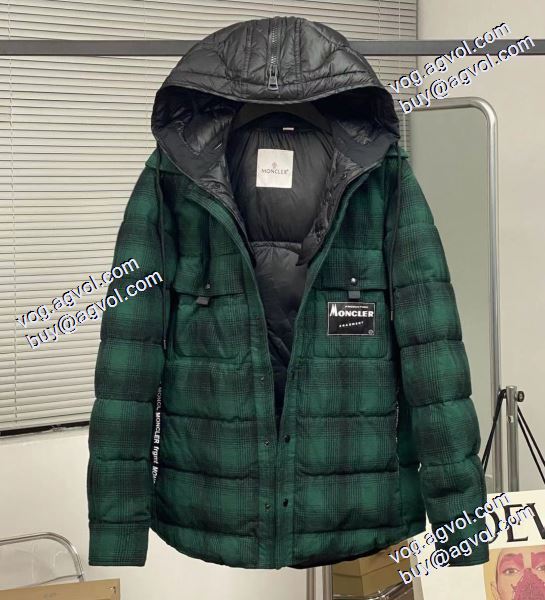 MONCLERスーパーコピー 上品な輝きを放つ形 2020秋冬 Moncler x藤原浩連名毛の格子の稲妻の標識のシャツのダウンジャケット