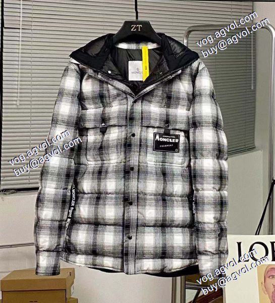 2020秋冬 Moncler x藤原浩連名毛の格子の稲妻の標識のシャツのダウンジャケット 耐久性のある MONCLERコピー