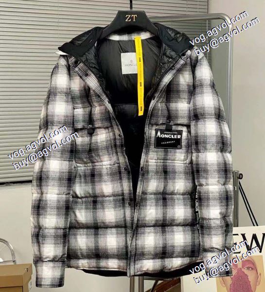 2020秋冬 Moncler x藤原浩連名毛の格子の稲妻の標識のシャツのダウンジャケット 耐久性のある MONCLERコピー