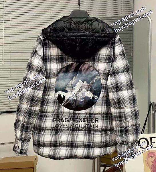 2020秋冬 Moncler x藤原浩連名毛の格子の稲妻の標識のシャツのダウンジャケット 耐久性のある MONCLERコピー