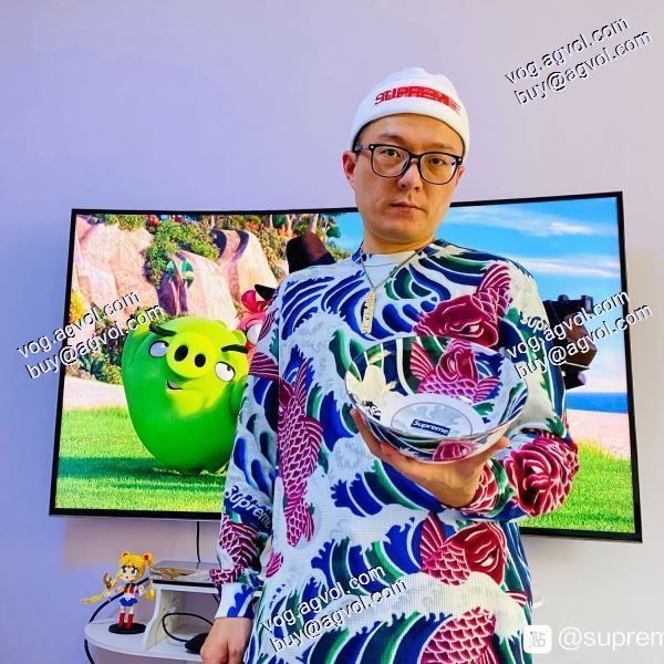 高品質 人気 シュプリーム SUPREME 長袖Tシャツ 2020秋冬 锦鲤浪花男女レジャーゆったり長袖TシャツコイTEE 2色可選