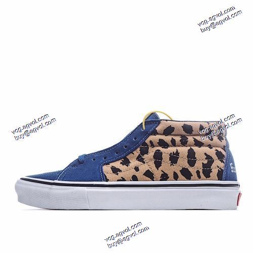 シュプリームコピー Supreme VansXSk8 Mid Velvet Leopard Royal スニーカー  リゾートスタイル