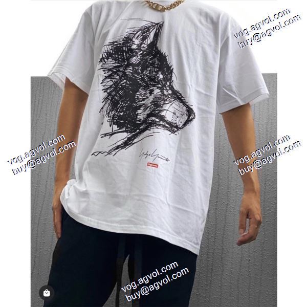 スタイリッシュな印象 Supreme X Yohji Yamamoto 20FW Wolf Tee シュプリーム 偽物ブランド 2020秋冬 半袖Tシャツ 2色可選