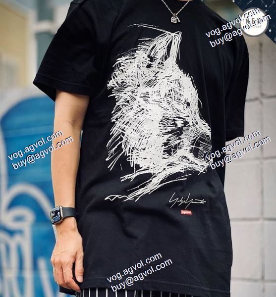 スタイリッシュな印象 Supreme X Yohji Yamamoto 20FW Wolf Tee シュプリーム 偽物ブランド 2020秋冬 半袖Tシャツ 2色可選