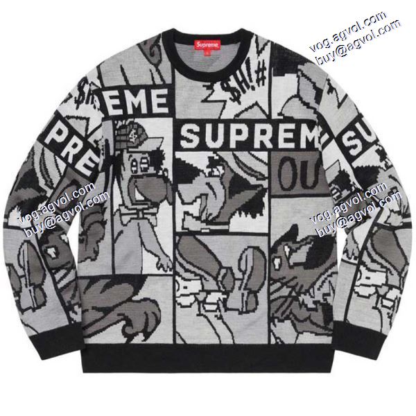 Supreme 20 ss Carton Sweater漫画落書き漫画ハークドッグセーター シュプリームコピープルオーバーパーカー SUPREMEコピー 2色可選