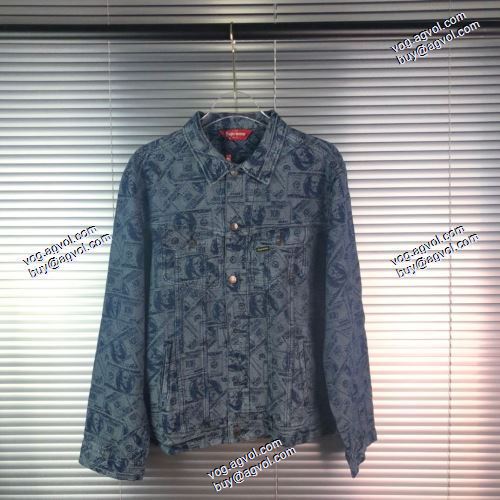 SUPREMEブランドコピーこだわりのコート Supreme 100 Dollar Bill Trucker Jacket  デニムジャケット SUPREME偽物ブランド
