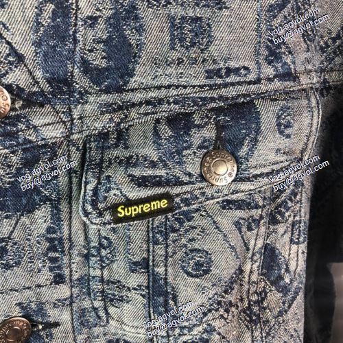SUPREMEブランドコピーこだわりのコート Supreme 100 Dollar Bill Trucker Jacket  デニムジャケット SUPREME偽物ブランド
