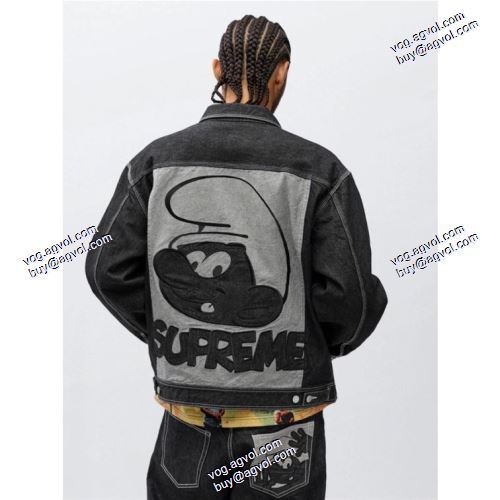 上質 Supreme Smurfs Jacket SUPREMEブランド コピーデニムジャケット 2色可選 シュプリームコピー