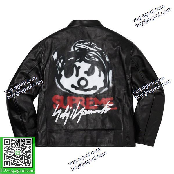 Supreme 20FW 山本耀司連名 Leather Work 顔落書きバイクジャケット 革ジャンパー  シュプリーム SUPREME ブランド コピー 【人気ブログ掲載】 2020秋冬
