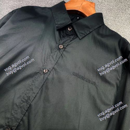 首胸ロゴ  2021春夏 柔らかい手触り バレンシアガ BALENCIAGA 長袖シャツ 2色可選 バレンシアガブランド コピー