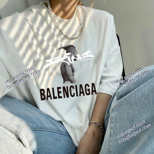 高評価の人気品 2021春夏 半袖Tシャツ バレンシアガ BALENCIAGA BALENCIAGAコピーブランド 高品質 2色可選