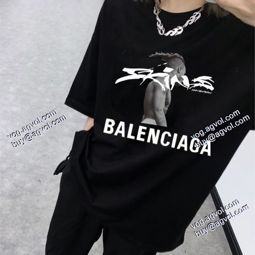 高評価の人気品 2021春夏 半袖Tシャツ バレンシアガ BALENCIAGA BALENCIAGAコピーブランド 高品質 2色可選