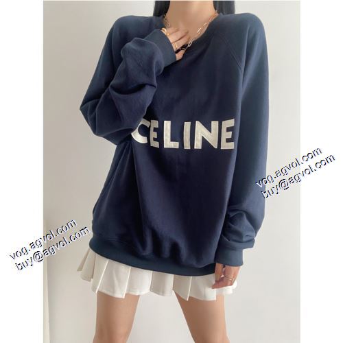 セリーヌコピーブランド 2021秋冬 セリーヌ CELINE 極上の着心地 プルオーバーパーカー 英字