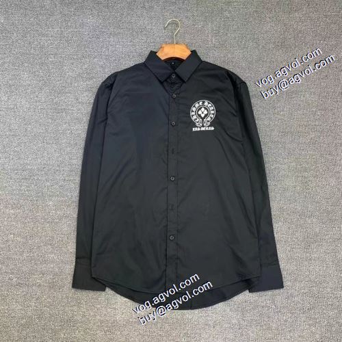 人気ブランド  2021秋冬 自然な肌触り ボタンダウン クロムハーツ CHROME HEARTS 長袖シャツ 2色可選 クロムハーツブランド コピー