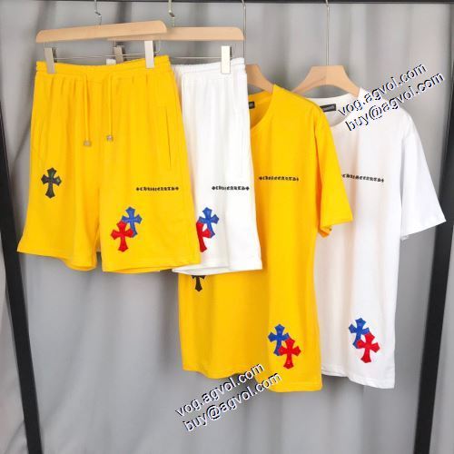 ファッション 人気 2021春夏 優しいフィット感 クロムハーツ CHROME HEARTS 半袖Tシャツ 上下セット 2色可選 クロムハーツブランドコピー