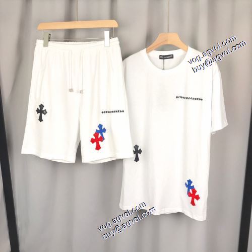 ファッション 人気 2021春夏 優しいフィット感 クロムハーツ CHROME HEARTS 半袖Tシャツ 上下セット 2色可選 クロムハーツブランドコピー