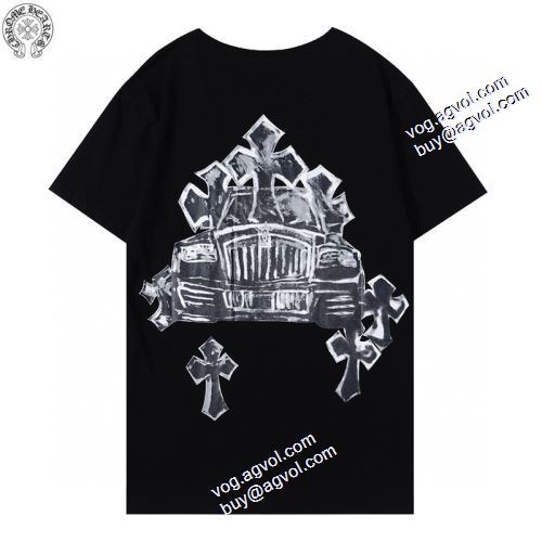 Tシャツ プリント 縦には伸びにくい ポップ 2色可選 2021春夏 クロムハーツ CHROME HEARTS クロムハーツブランド コピー