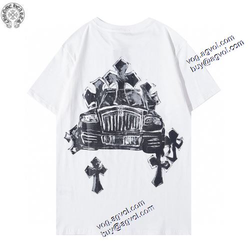 Tシャツ プリント 縦には伸びにくい ポップ 2色可選 2021春夏 クロムハーツ CHROME HEARTS クロムハーツブランド コピー