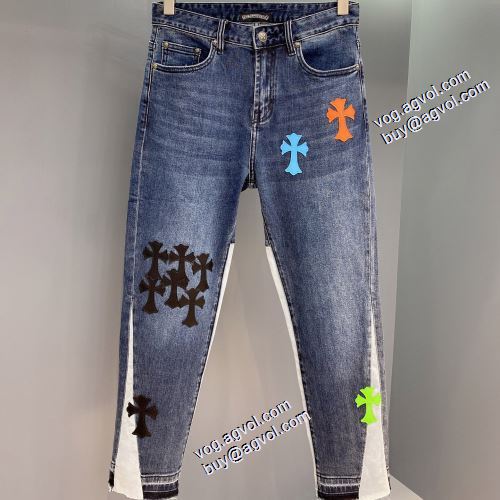 クロムハーツ偽物ブランド 優しい色合い 2021秋冬 ウォッシュタイプのデニム クロムハーツ CHROME HEARTS しっかりとしたデニム地 ジーパン パンツ
