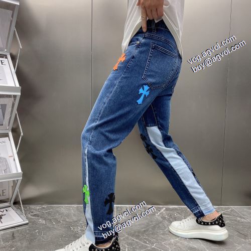 クロムハーツ偽物ブランド 優しい色合い 2021秋冬 ウォッシュタイプのデニム クロムハーツ CHROME HEARTS しっかりとしたデニム地 ジーパン パンツ