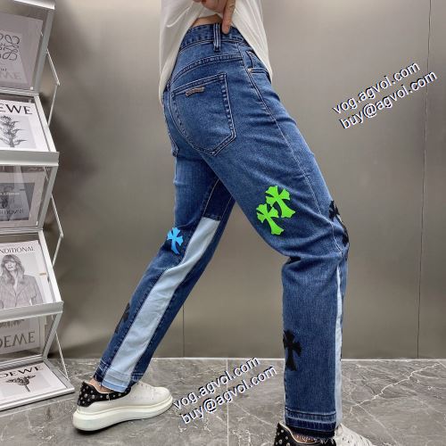 クロムハーツ偽物ブランド 優しい色合い 2021秋冬 ウォッシュタイプのデニム クロムハーツ CHROME HEARTS しっかりとしたデニム地 ジーパン パンツ
