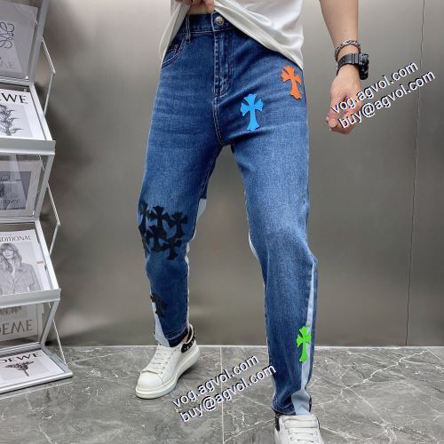 クロムハーツ偽物ブランド 優しい色合い 2021秋冬 ウォッシュタイプのデニム クロムハーツ CHROME HEARTS しっかりとしたデニム地 ジーパン パンツ