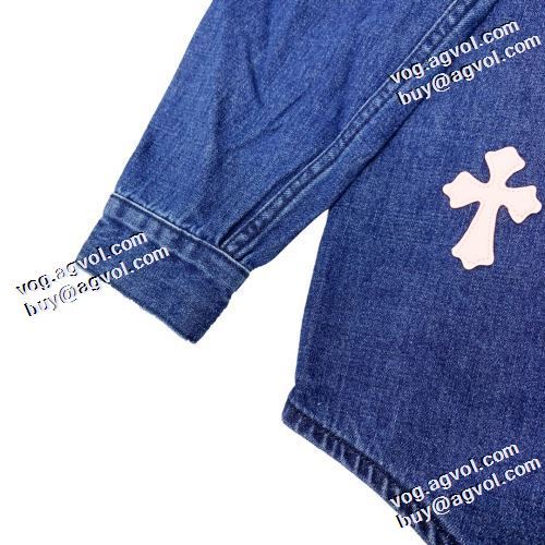2021秋冬 大人気アイテム！入手困難 クロムハーツコピー クロムハーツ CHROME HEARTS デニムジャケット 堪能できるコート ギャザーを寄せた襟