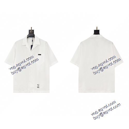 半袖シャツ Prada 21ss 個性的 プラダ PRADA プラダコピーブランド ファション性の高い ナイロン三角标半袖シャツ