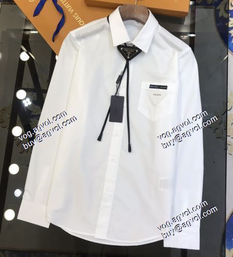 完売品！2021春夏 プラダ PRADA 長袖シャツ プラダコピー ファッション 人気 エジプシャンコットンポプリン シャツ
