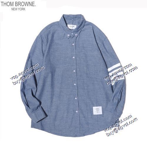 長袖シャツ 2色可選 選べる極上 2021春夏 トムブラウン THOM BROWNE トムブラウンブランド コピー 4BAR ストレートフィット シャンブレーシャツ