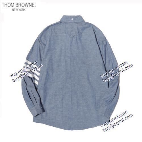 長袖シャツ 2色可選 選べる極上 2021春夏 トムブラウン THOM BROWNE トムブラウンブランド コピー 4BAR ストレートフィット シャンブレーシャツ