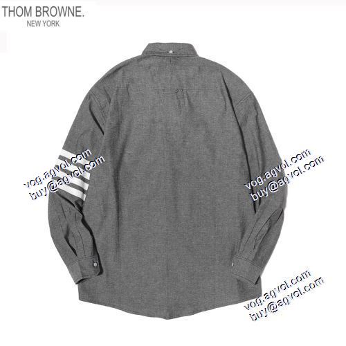 長袖シャツ 2色可選 選べる極上 2021春夏 トムブラウン THOM BROWNE トムブラウンブランド コピー 4BAR ストレートフィット シャンブレーシャツ