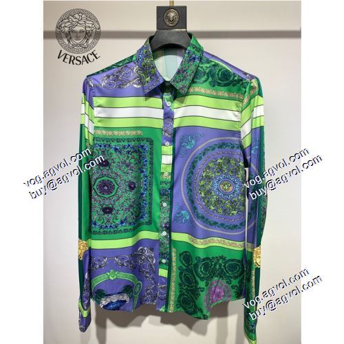 落ち着いた感覚 2021春夏 ヴェルサーチVERSACE 長袖シャツ 個性的でファッション的なプリントのデザイン 高級感漂わせる ヴェルサーチスーパーコピー 激安 細工が精巧です 