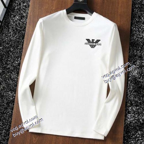 EMPORIO ARMANIブランド 偽物 通販 豊富なサイズ 2色可選  2021秋冬 アルマーニ ARMANI 長袖Tシャツ ラウンドネック シンプル