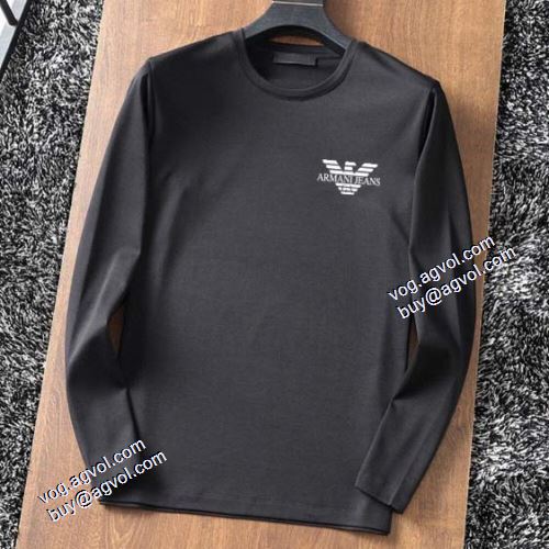 EMPORIO ARMANIブランド 偽物 通販 豊富なサイズ 2色可選  2021秋冬 アルマーニ ARMANI 長袖Tシャツ ラウンドネック シンプル